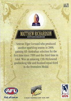 2009 Select AFL Pinnacle - All Australian #AA21 Matthew Richardson Back